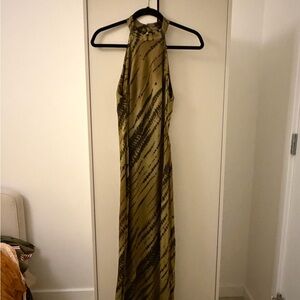Massimo Dutti Olive Patterned Maxi Dress